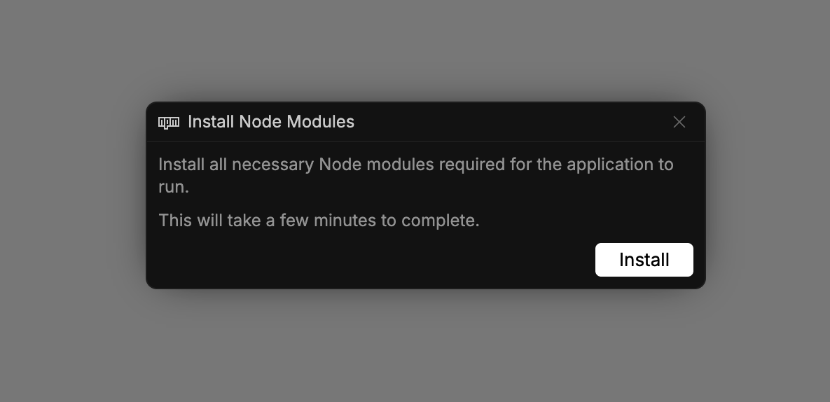 install node modules popup
